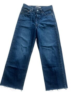 Levi’s Ribcage Straight Ankle Cropped Raw Hem Jeans Size 27
